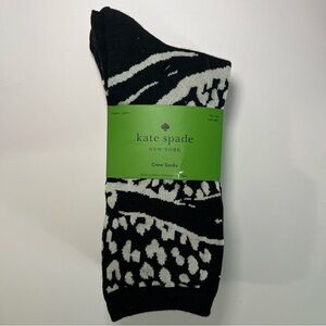 NWT Kate Spade Crew Socks 3 Pack One Size 4-10 Black White Striped Flower Animal